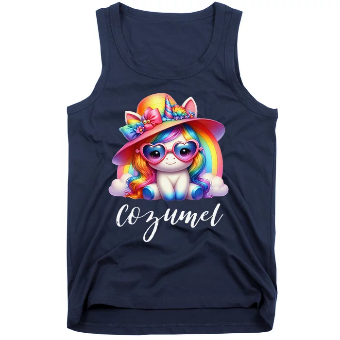 Cozumel Mexico Unicorn Vacation Beach Trip Girl Tank Top