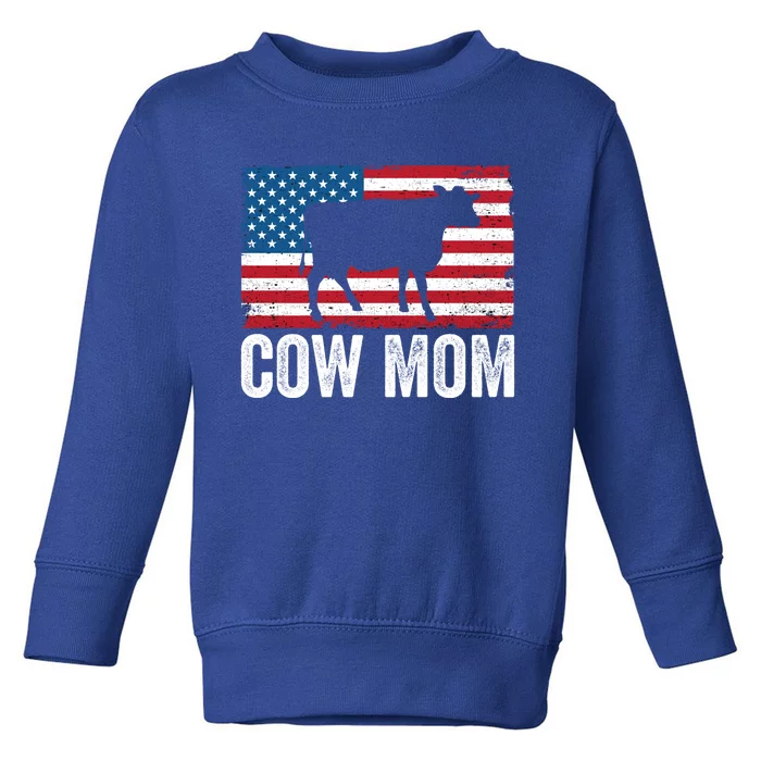 Cow Mom Usa American Flag Funny Cow Lover Owner Mama Gift Toddler Sweatshirt