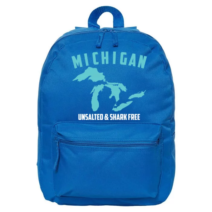 Cool Michigan Unsalted And Shark Free Funny Fisher Gift 16 in Basic Backpack