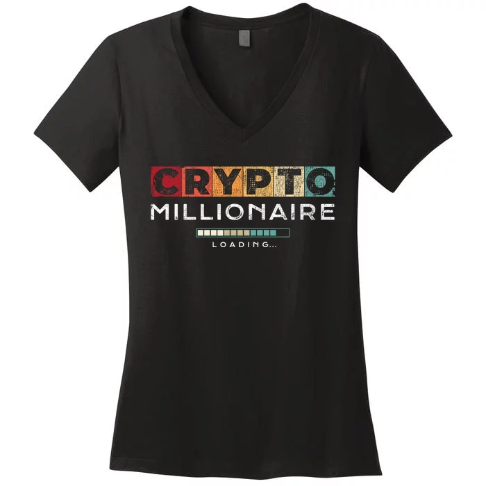 Crypto Millionaire Vintage Bitcoin Crypto Women's V-Neck T-Shirt