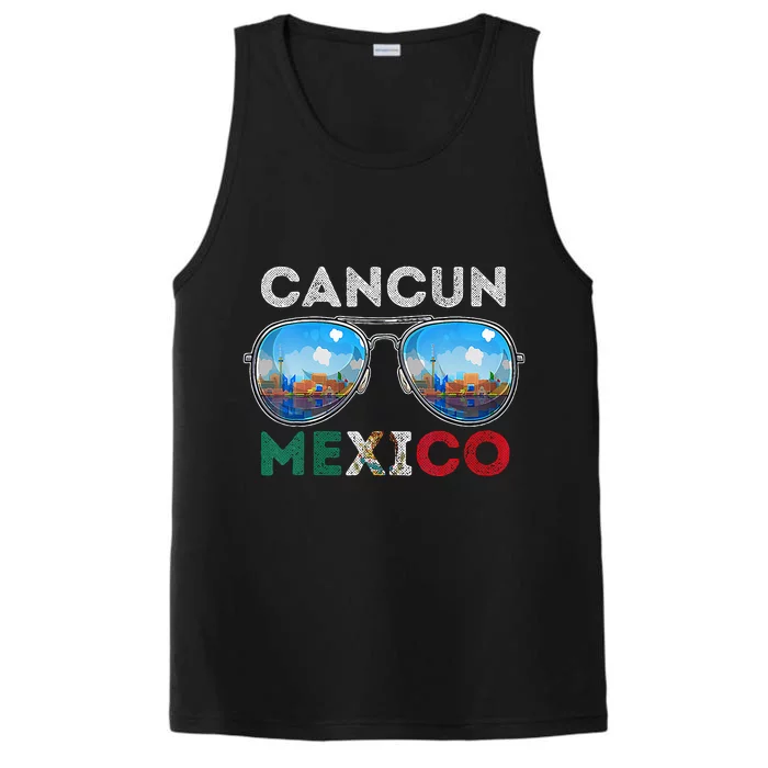 Cancun Mexico Vacation Summer Family Vintage Sunglasses Performance Tank