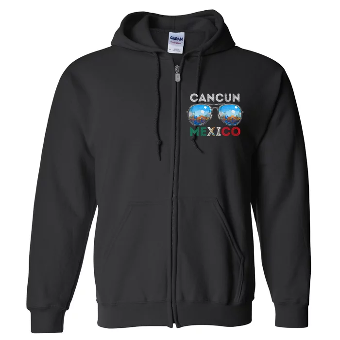 Cancun Mexico Vacation Summer Family Vintage Sunglasses Full Zip Hoodie