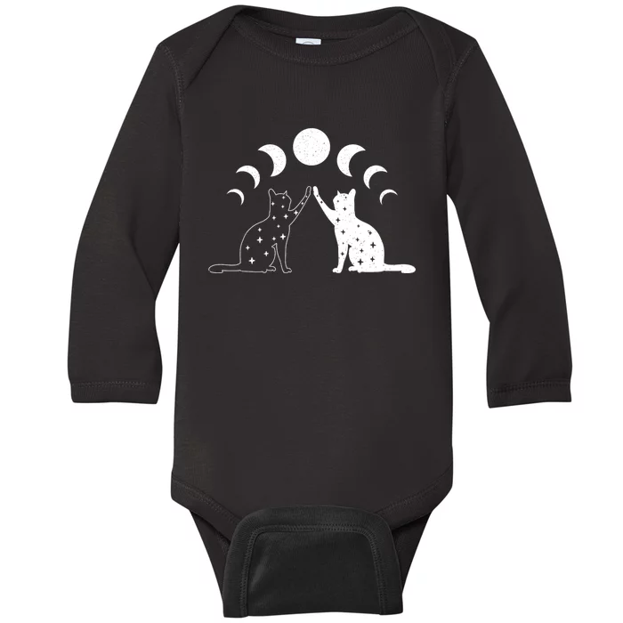 Cat Moon Vintage Witchy Cat Lovers And Celestial Enthusiasts Baby Long Sleeve Bodysuit