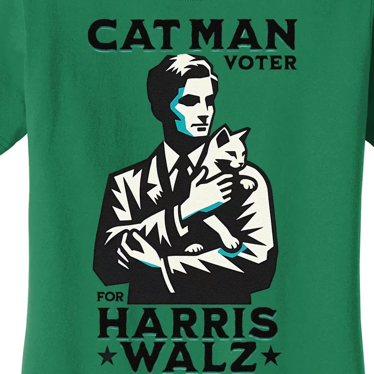 Cat Man Voter For Harris Walz Waltz Gift Women's T-Shirt