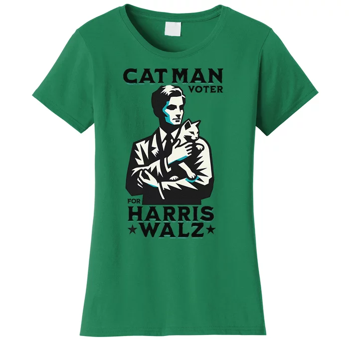 Cat Man Voter For Harris Walz Waltz Gift Women's T-Shirt