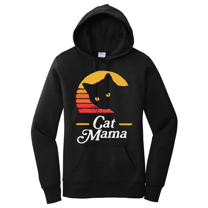 Cat Mama Vintage Eighties Style Cat Women's Pullover Hoodie