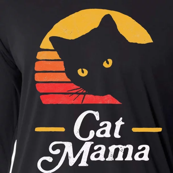 Cat Mama Vintage Eighties Style Cat Cooling Performance Long Sleeve Crew