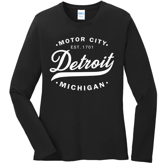 Classic Michiganians Vintage Detroit Motor City Michigan Mi Ladies Long Sleeve Shirt