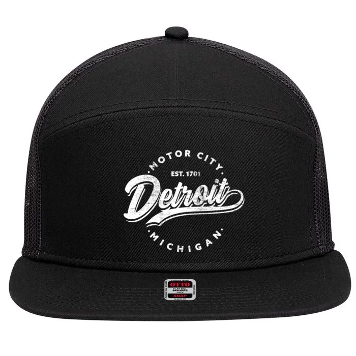 Classic Michiganians Vintage Detroit Motor City Michigan Mi 7 Panel Mesh Trucker Snapback Hat