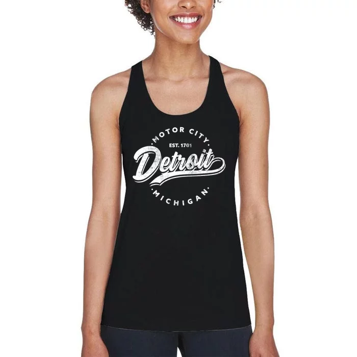 Classic Michiganians Vintage Detroit Motor City Michigan Mi Women's Racerback Tank