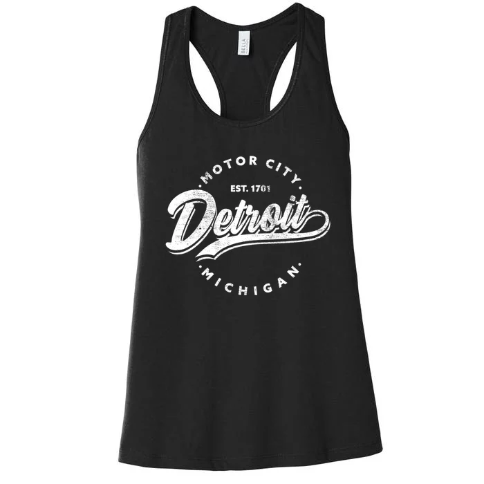 Classic Michiganians Vintage Detroit Motor City Michigan Mi Women's Racerback Tank