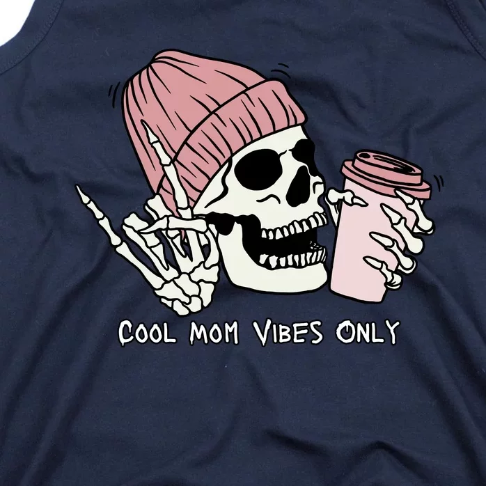 Cool Mom Vibes Only Skeleton Coffee Lover Tank Top