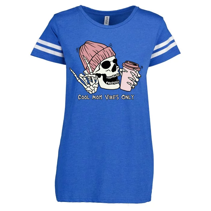 Cool Mom Vibes Only Skeleton Coffee Lover Enza Ladies Jersey Football T-Shirt