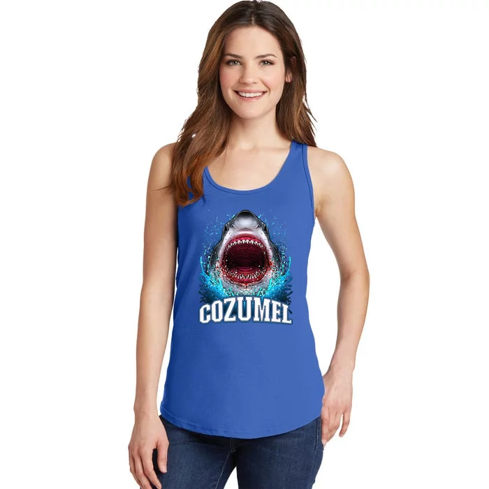 Cozumel Mexico Vacation Great White Shark Beach Cruise Trip Ladies Essential Tank