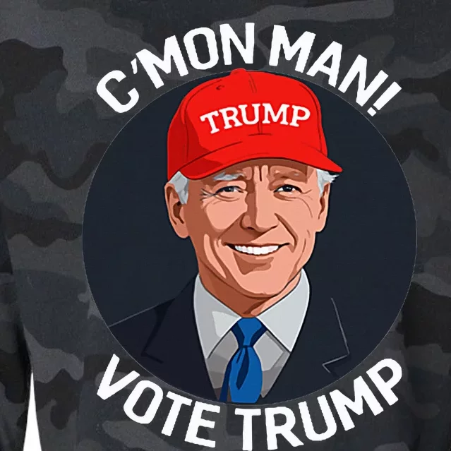 C’Mon Man! Vote Trump Biden Minimalist Political Satire Cropped Pullover Crew