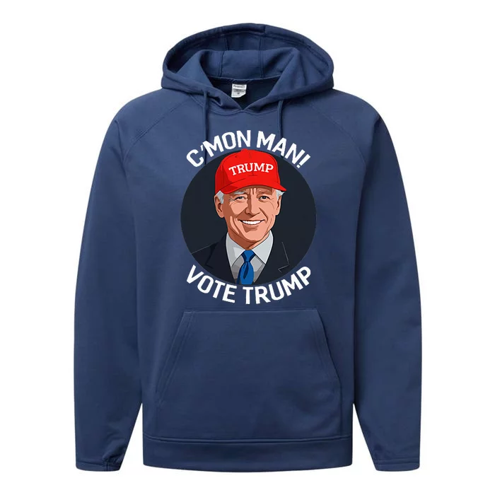 C’Mon Man! Vote Trump Biden Minimalist Political Satire Performance Fleece Hoodie