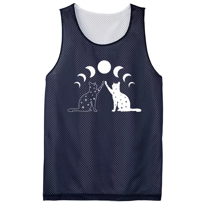 Cat Moon Vintage Witchy Cat Lovers And Celestial Enthusiasts Mesh Reversible Basketball Jersey Tank