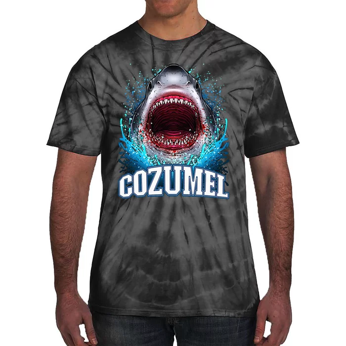 Cozumel Mexico Vacation Great White Shark Beach Cruise Trip Tie-Dye T-Shirt