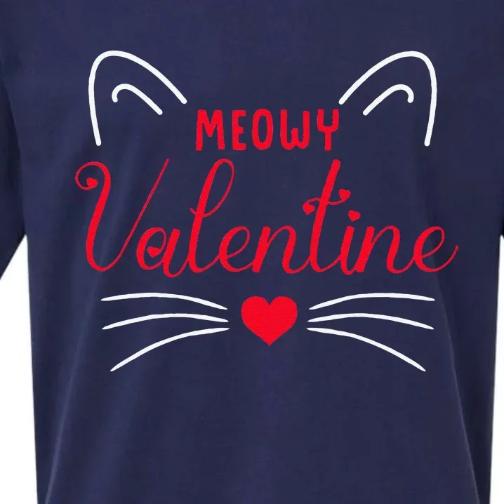 Cute Meowy Valentine Cat Lovers Gifts Valentine's Day Sueded Cloud Jersey T-Shirt