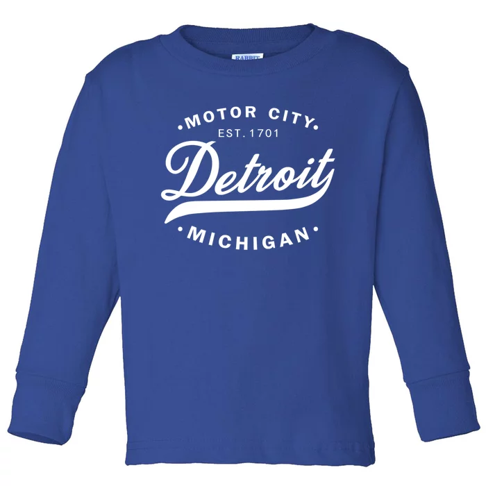 Classic Michiganians Vintage Detroit Motor City Michigan Mi Gift Toddler Long Sleeve Shirt