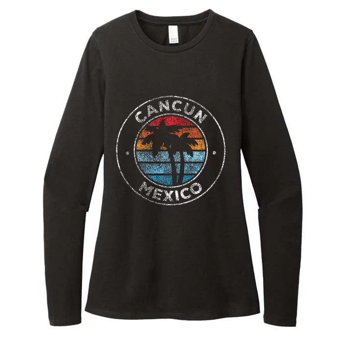 Cancun Mexico Vintage Graphic Retro 70s Womens CVC Long Sleeve Shirt