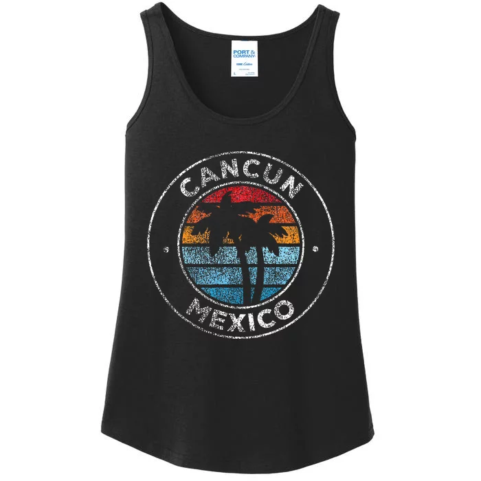 Cancun Mexico Vintage Graphic Retro 70s Ladies Essential Tank