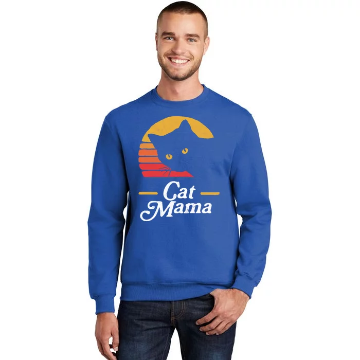 Cat Mama Vintage Eighties Style Cat Retro Distressed Gift Tall Sweatshirt