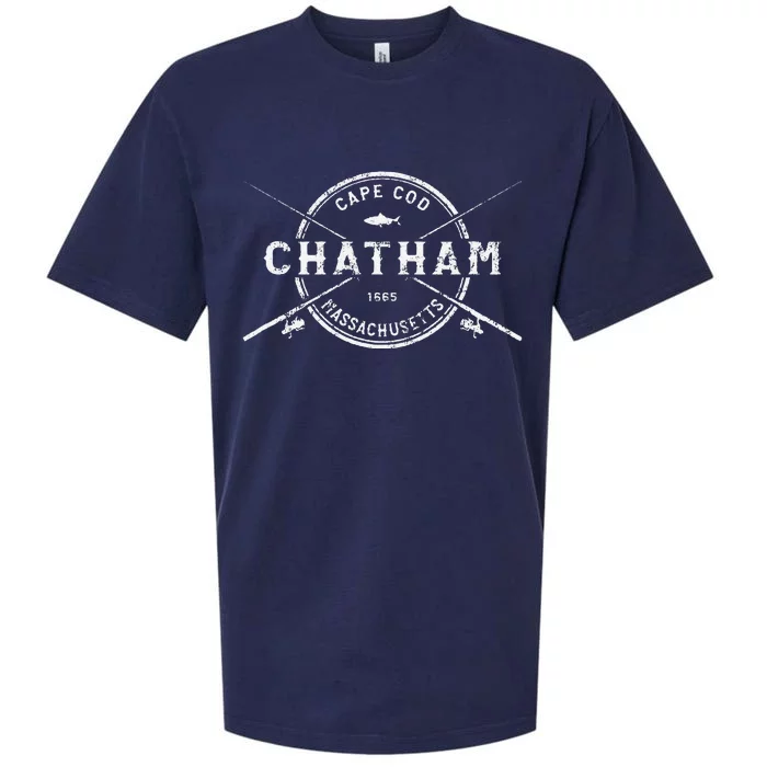 Chatham MA Vintage Crossed Fishing Rods Sueded Cloud Jersey T-Shirt