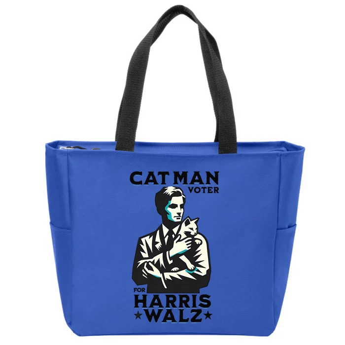 Cat Man Voter For Harris Walz Waltz Zip Tote Bag