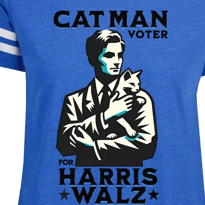 Cat Man Voter For Harris Walz Waltz Enza Ladies Jersey Football T-Shirt