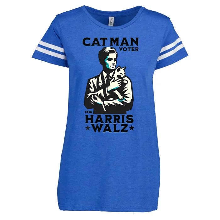 Cat Man Voter For Harris Walz Waltz Enza Ladies Jersey Football T-Shirt