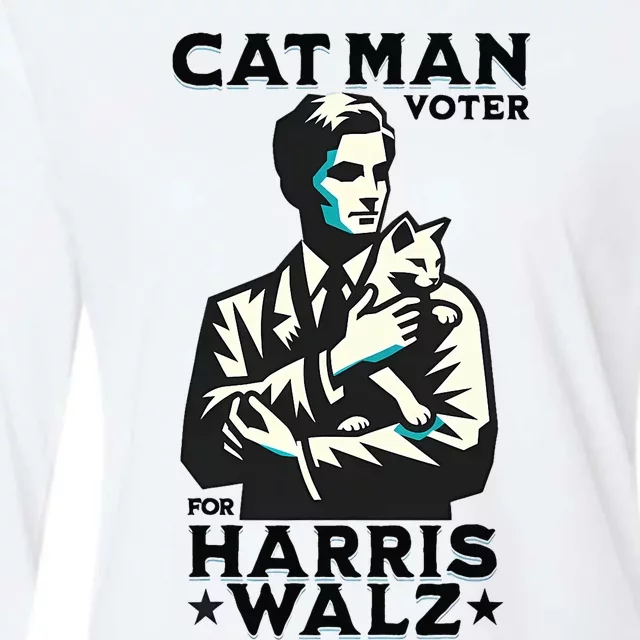 Cat Man Voter For Harris Walz Waltz Womens Cotton Relaxed Long Sleeve T-Shirt