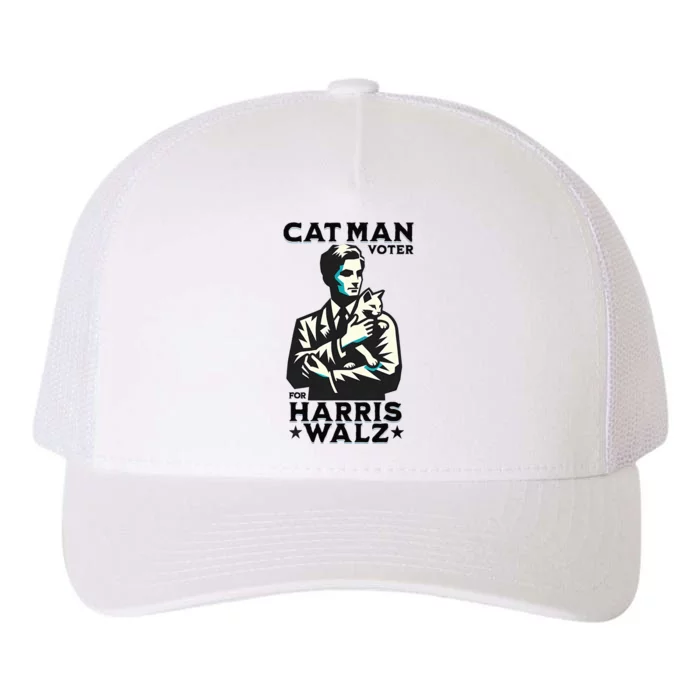 Cat Man Voter For Harris Walz Waltz Yupoong Adult 5-Panel Trucker Hat