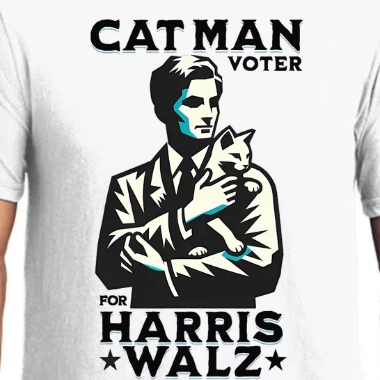 Cat Man Voter For Harris Walz Waltz Pajama Set