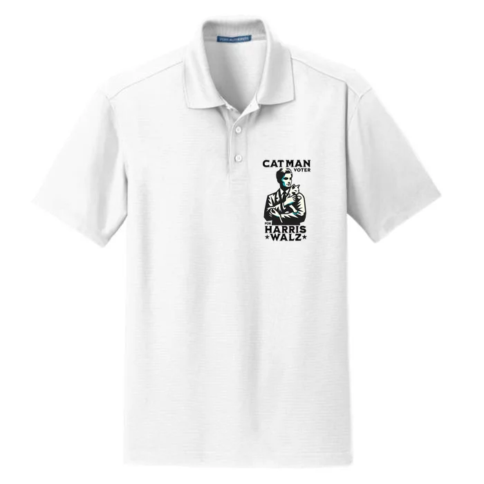 Cat Man Voter For Harris Walz Waltz Dry Zone Grid Performance Polo