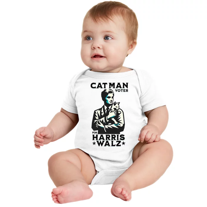 Cat Man Voter For Harris Walz Waltz Baby Bodysuit