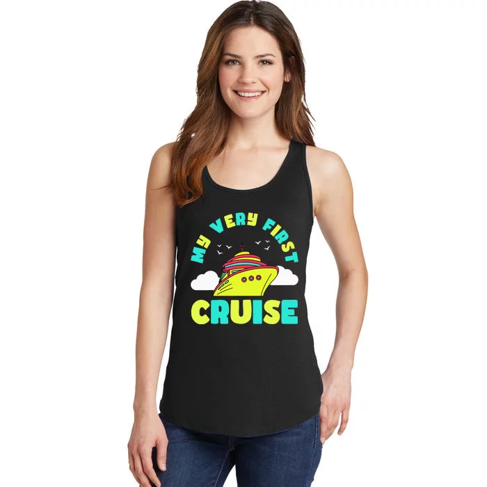 Cute My Very First Cruise Sailing Travel funny vacation Ladies Essential Tank