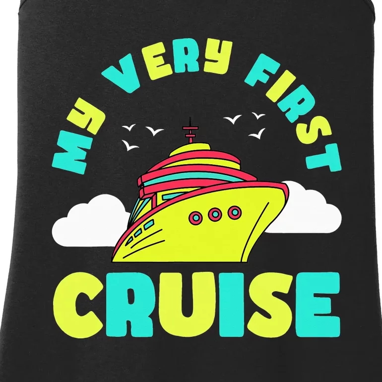 Cute My Very First Cruise Sailing Travel funny vacation Ladies Essential Tank