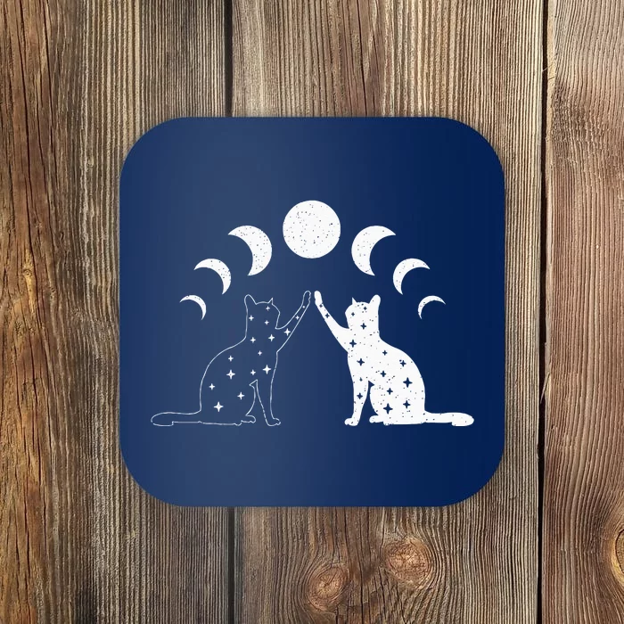 Cat Moon Vintage Witchy Cat Lovers And Celestial Enthusiasts Coaster