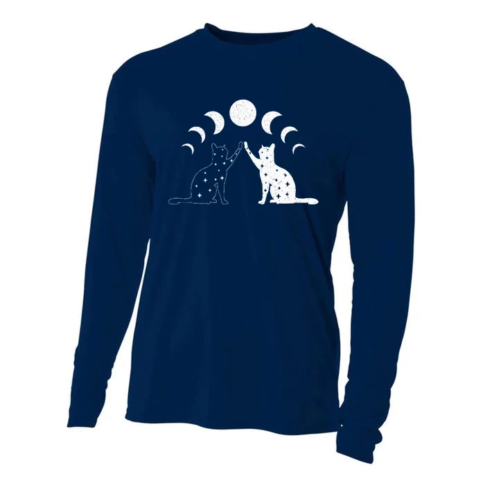 Cat Moon Vintage Witchy Cat Lovers And Celestial Enthusiasts Cooling Performance Long Sleeve Crew