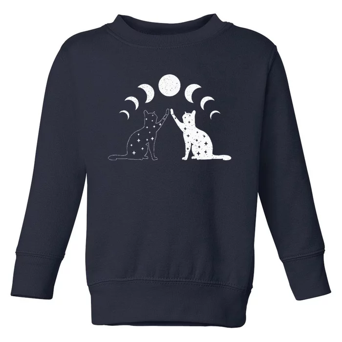 Cat Moon Vintage Witchy Cat Lovers And Celestial Enthusiasts Toddler Sweatshirt