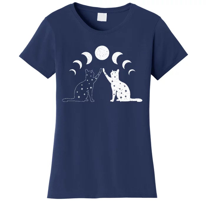 Cat Moon Vintage Witchy Cat Lovers And Celestial Enthusiasts Women's T-Shirt