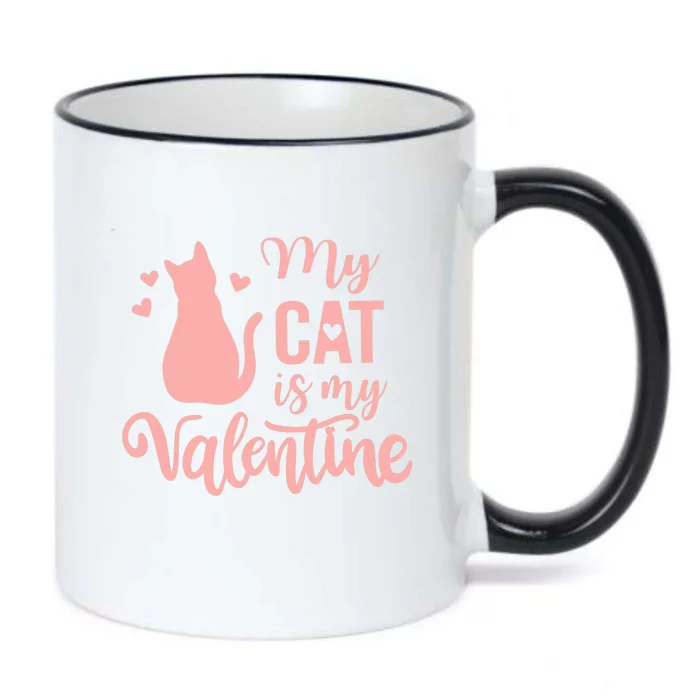 Cute Meow Valentine's Day Wo Love My Cat Is My Valentine Black Color Changing Mug