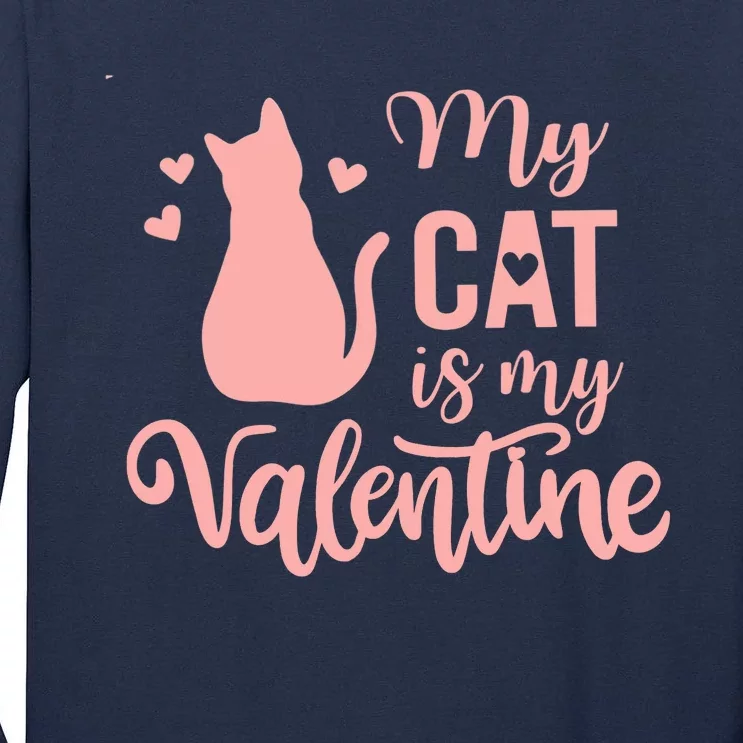 Cute Meow Valentine's Day Wo Love My Cat Is My Valentine Tall Long Sleeve T-Shirt