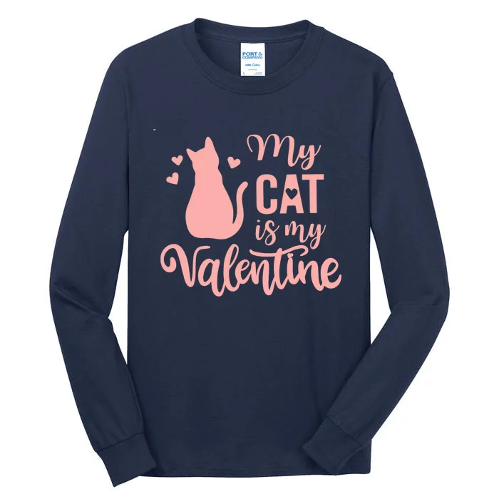 Cute Meow Valentine's Day Wo Love My Cat Is My Valentine Tall Long Sleeve T-Shirt