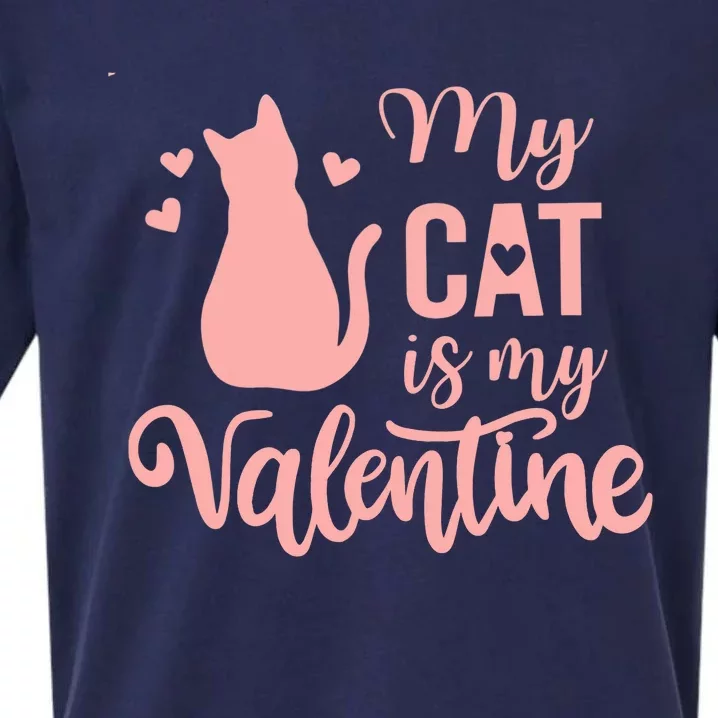 Cute Meow Valentine's Day Wo Love My Cat Is My Valentine Sueded Cloud Jersey T-Shirt