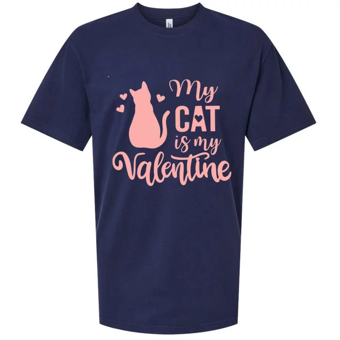 Cute Meow Valentine's Day Wo Love My Cat Is My Valentine Sueded Cloud Jersey T-Shirt