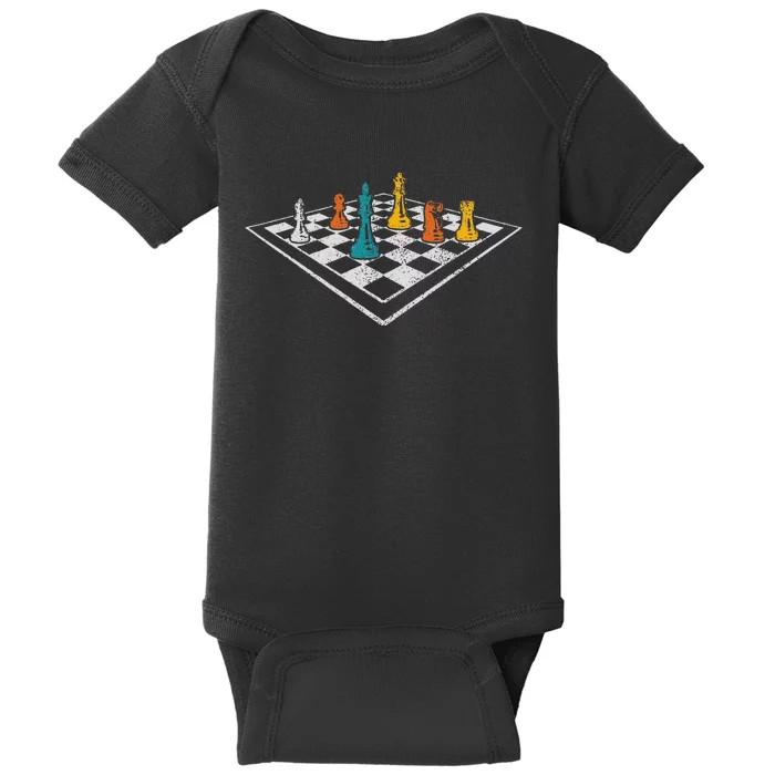 Chess Master Vintage Retro Club Chess Player Baby Bodysuit