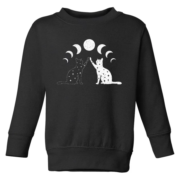 Cat Moon Vintage Witchy Cat Lovers And Celestial Enthusiasts Toddler Sweatshirt