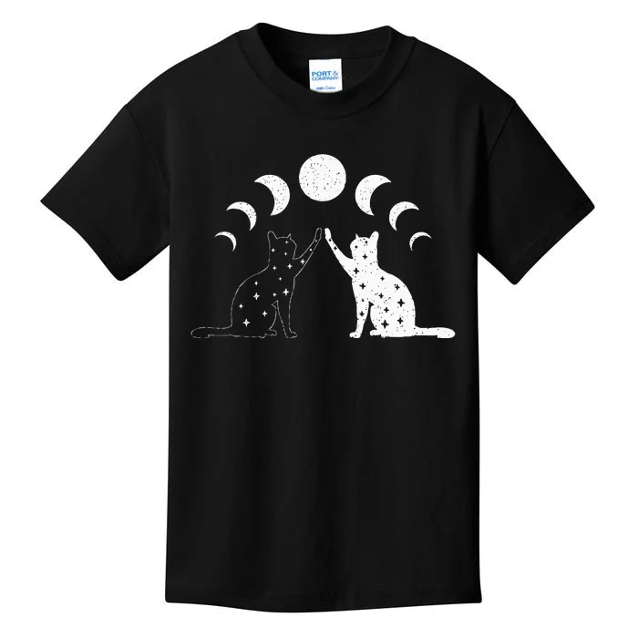 Cat Moon Vintage Witchy Cat Lovers And Celestial Enthusiasts Kids T-Shirt